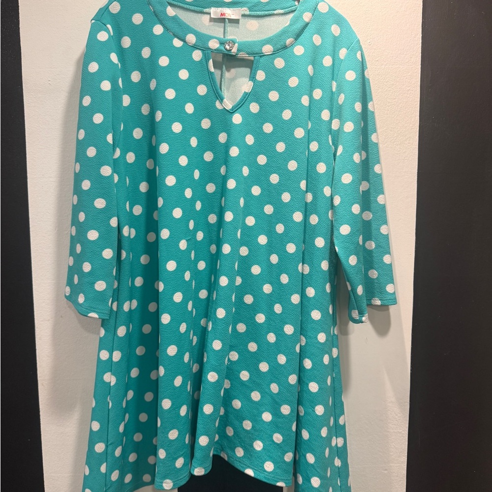 Polka Dot Women's Top - Teal and White